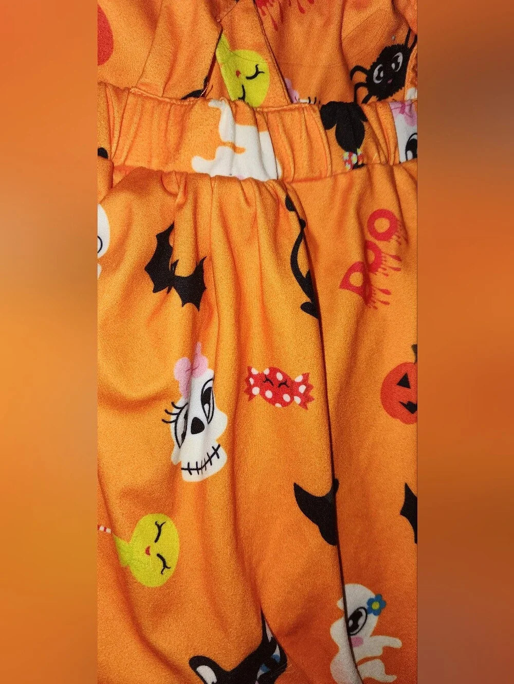Halloween Romper Orange Baby 3/6 months Pre-owned skull bat spider